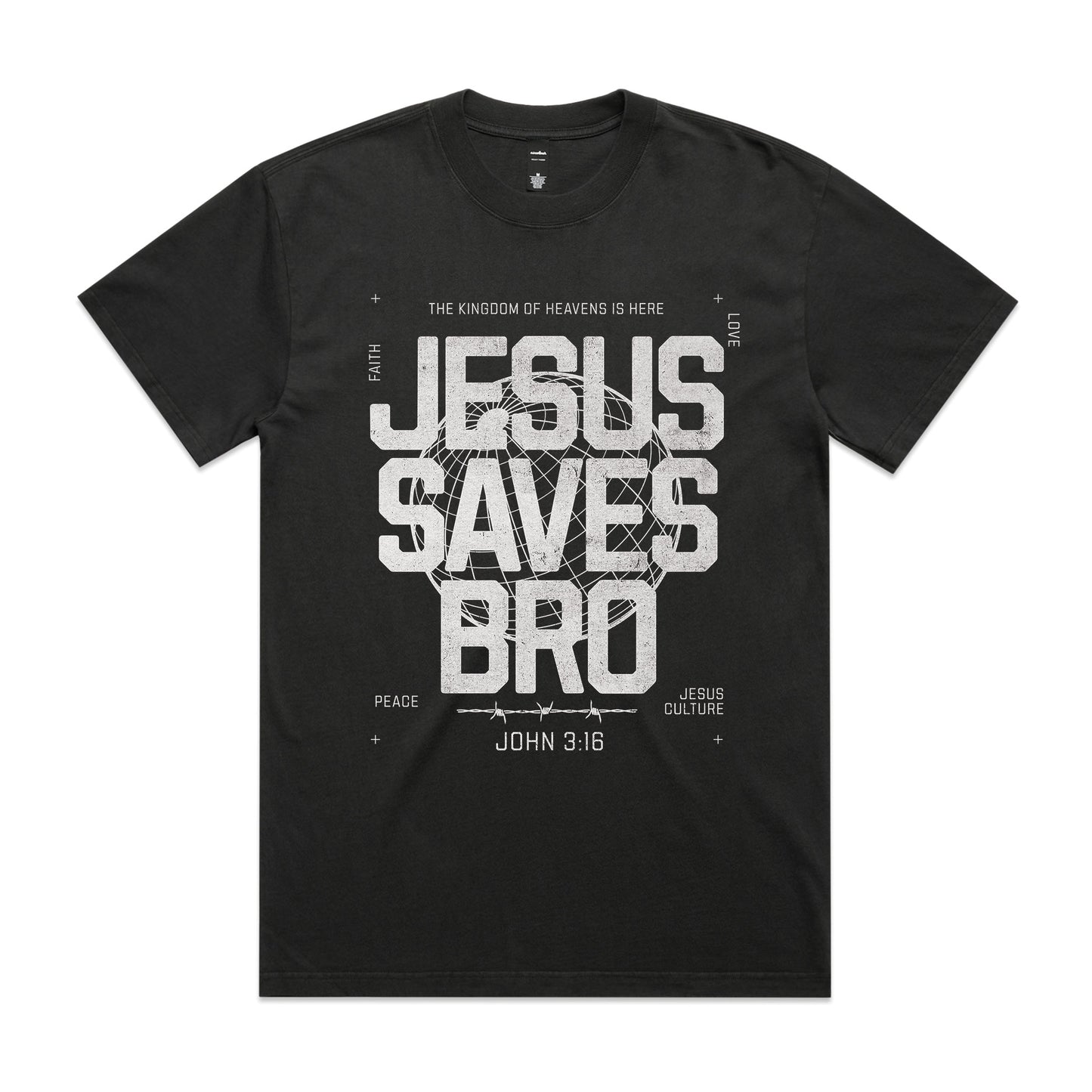 Men's Heavy Faded Tee Oversized Jesus Saves Bro